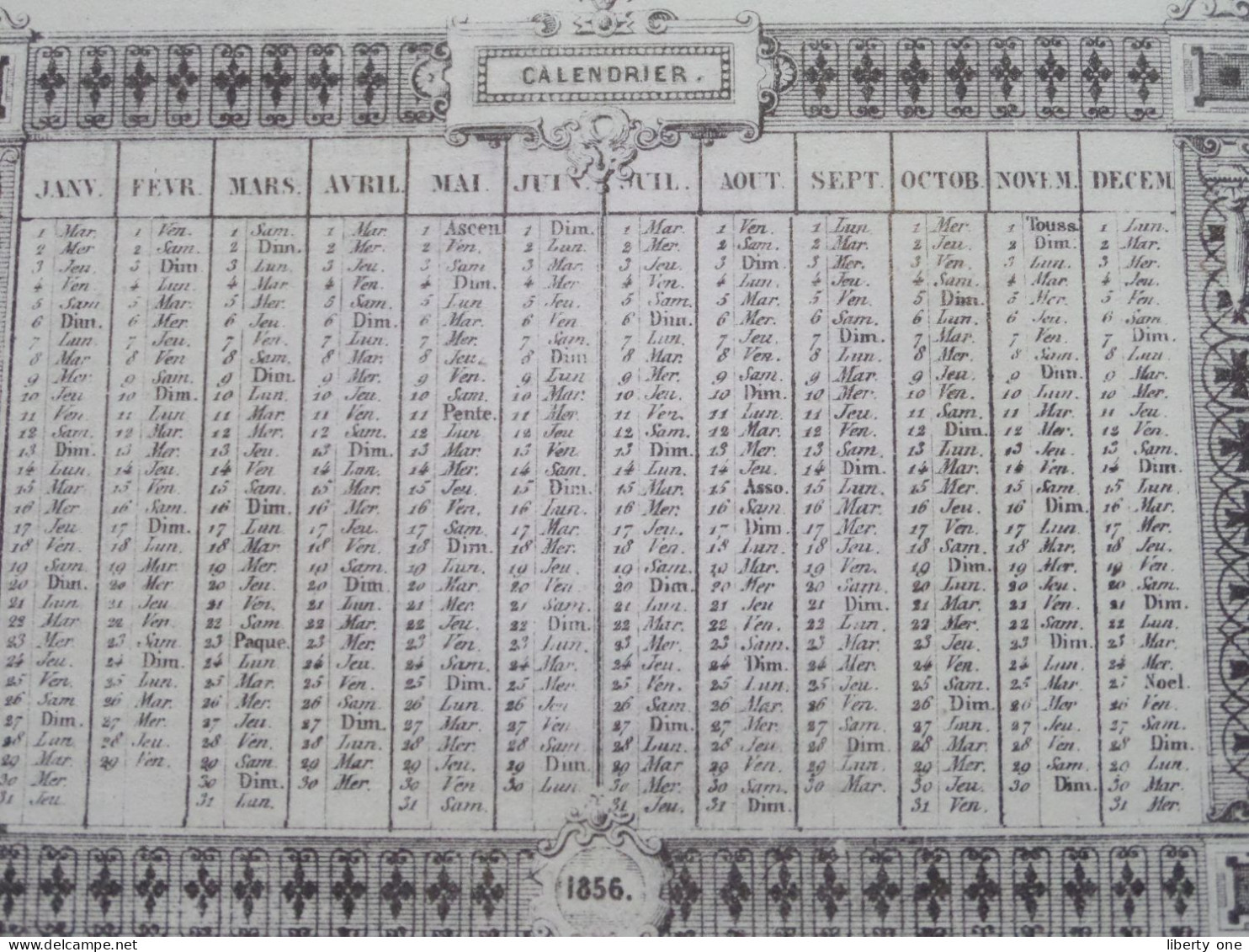 Calendrier 1856 - AU COFFY Rue De La Colinne BRUSSEL > M. VERSTRAETEN ( Carte PORCELAINE - Lith. SALOMON ) CDV ! - Visitekaartjes