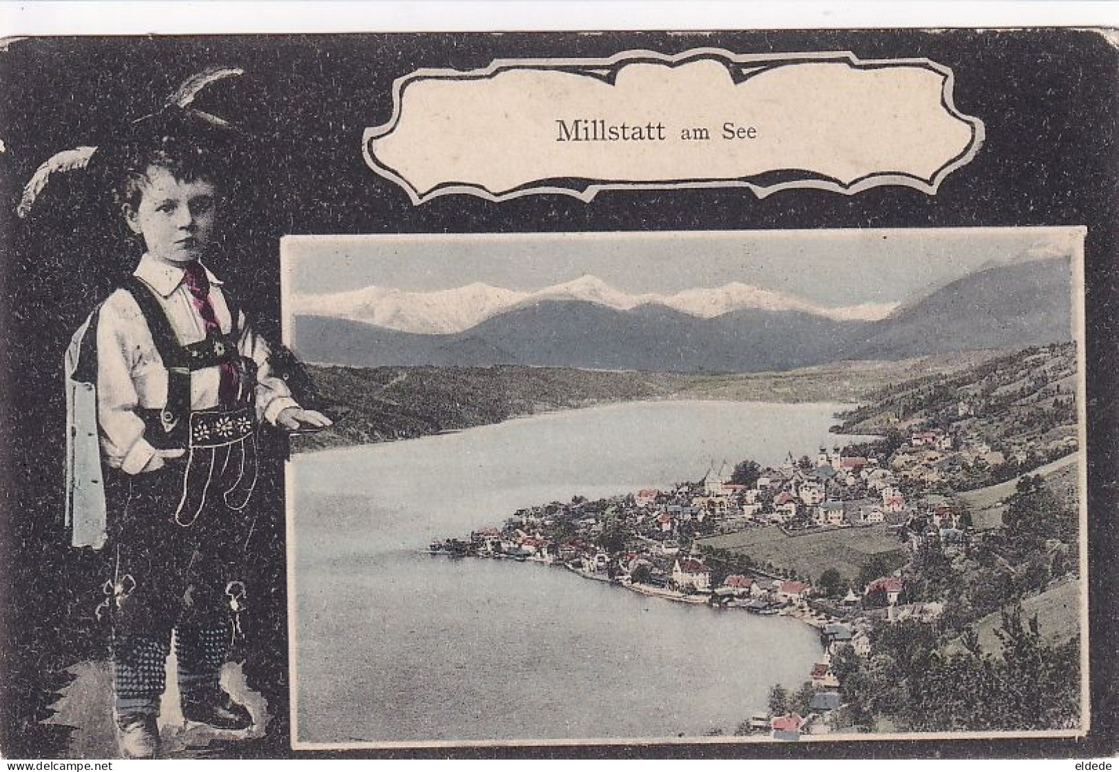 Millstatt Am See Hand Colored . Boy In Native Costume - Millstatt