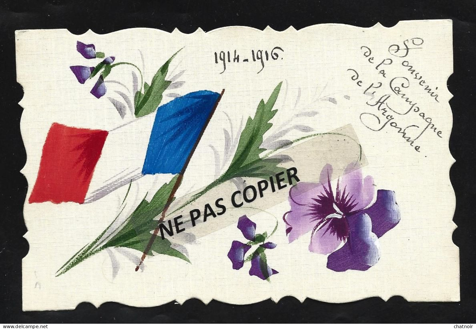 Cp   Drapeau  / Fleurs   Souvenir De La Campagne  De L'Argonne  1914 - 1916 - 1914-18