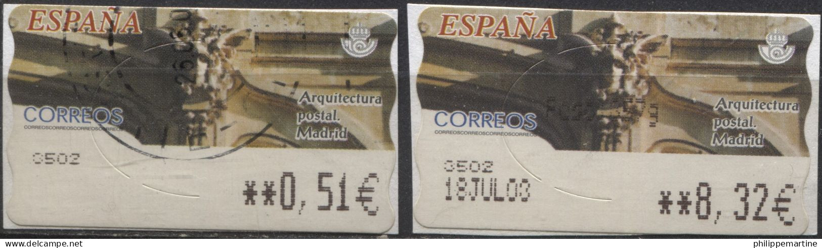 Espagne 2002 - Timbre De Distributeur YT 75 (2/3) (o) Sur Fragment - Dienst