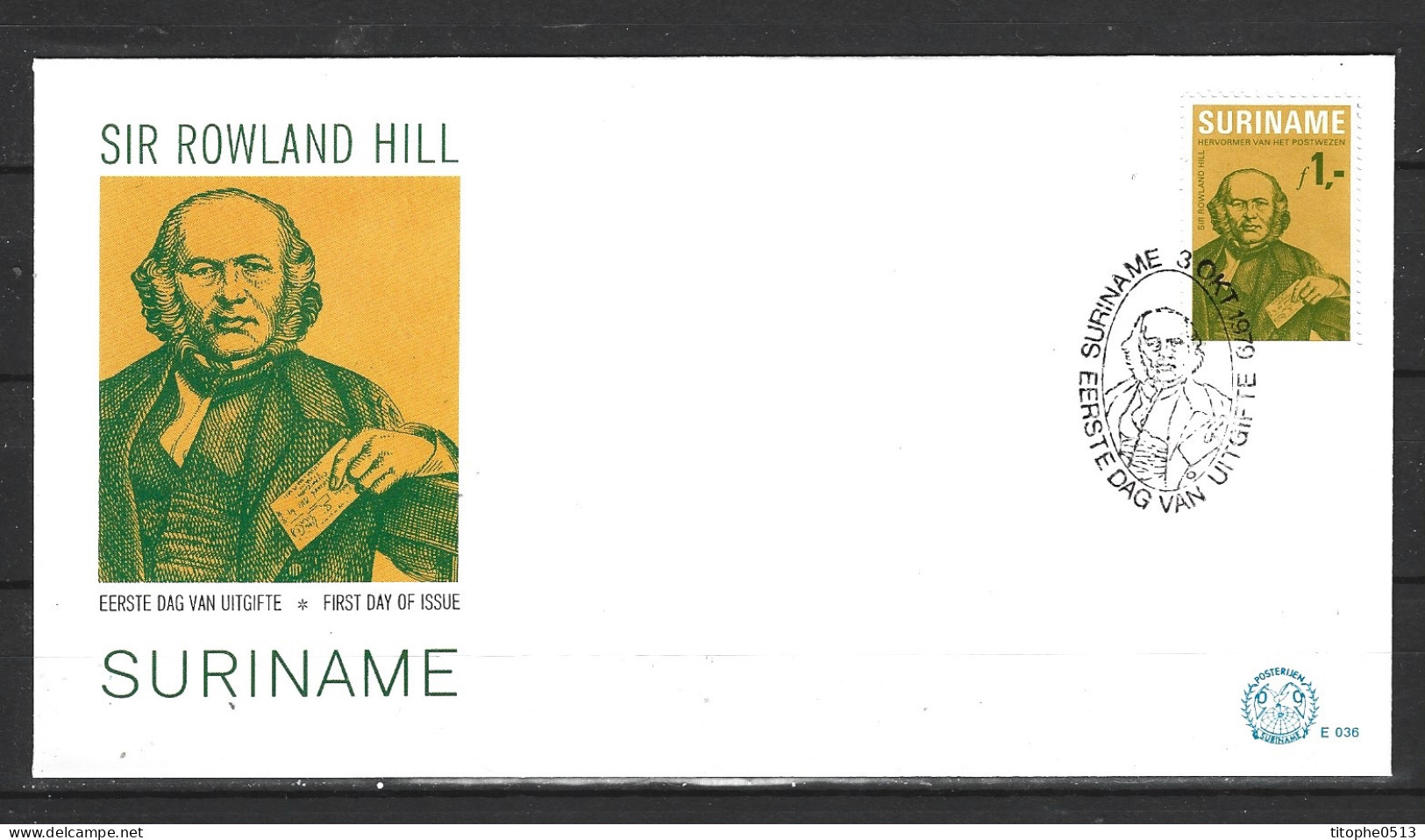 SURINAM. Timbre Issu Du BF 29 Sur Enveloppe 1er Jour (FDC) De 1980. Rowland Hill/London'80. - Rowland Hill