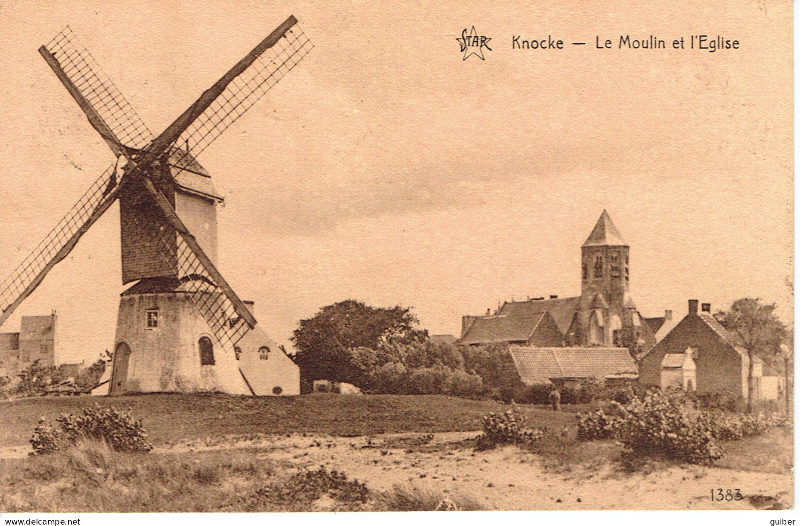 Knokke Knocke Le Zoute Le Moulin Et L'église Bichrome  - Knokke