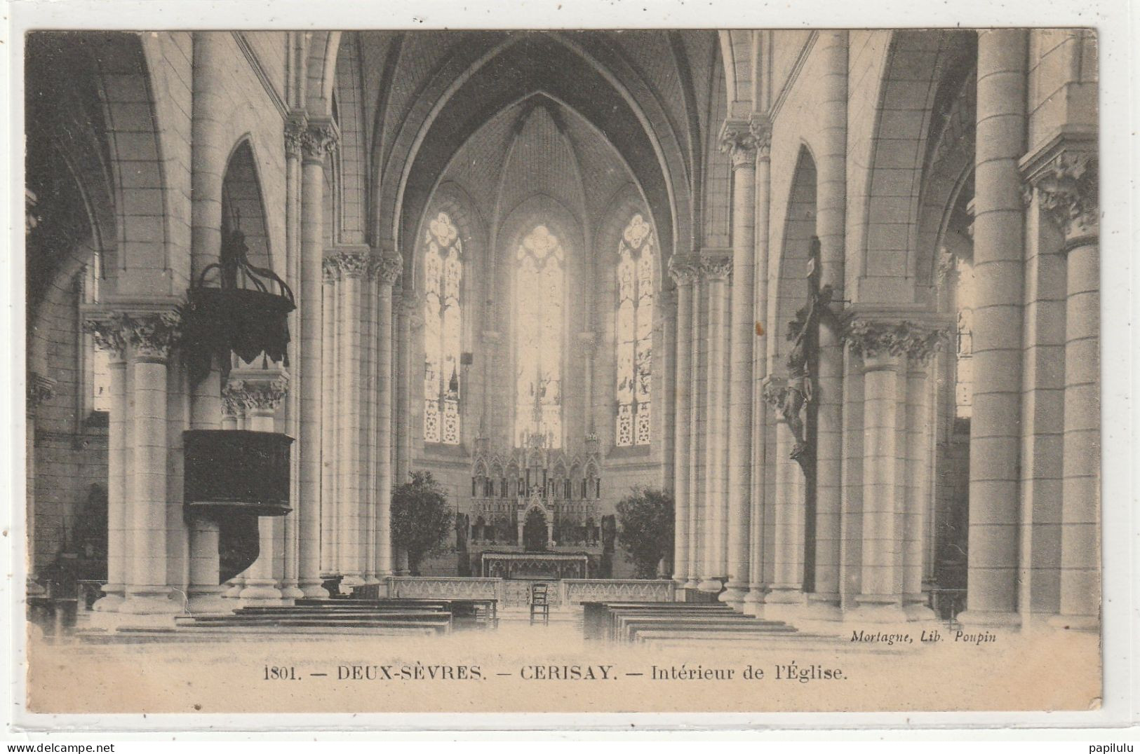 9 DEPT 79 : édit. Libr. Poupin N° 1801 : Cerisay Intérieur De L'église " Cerizay " - Cerizay