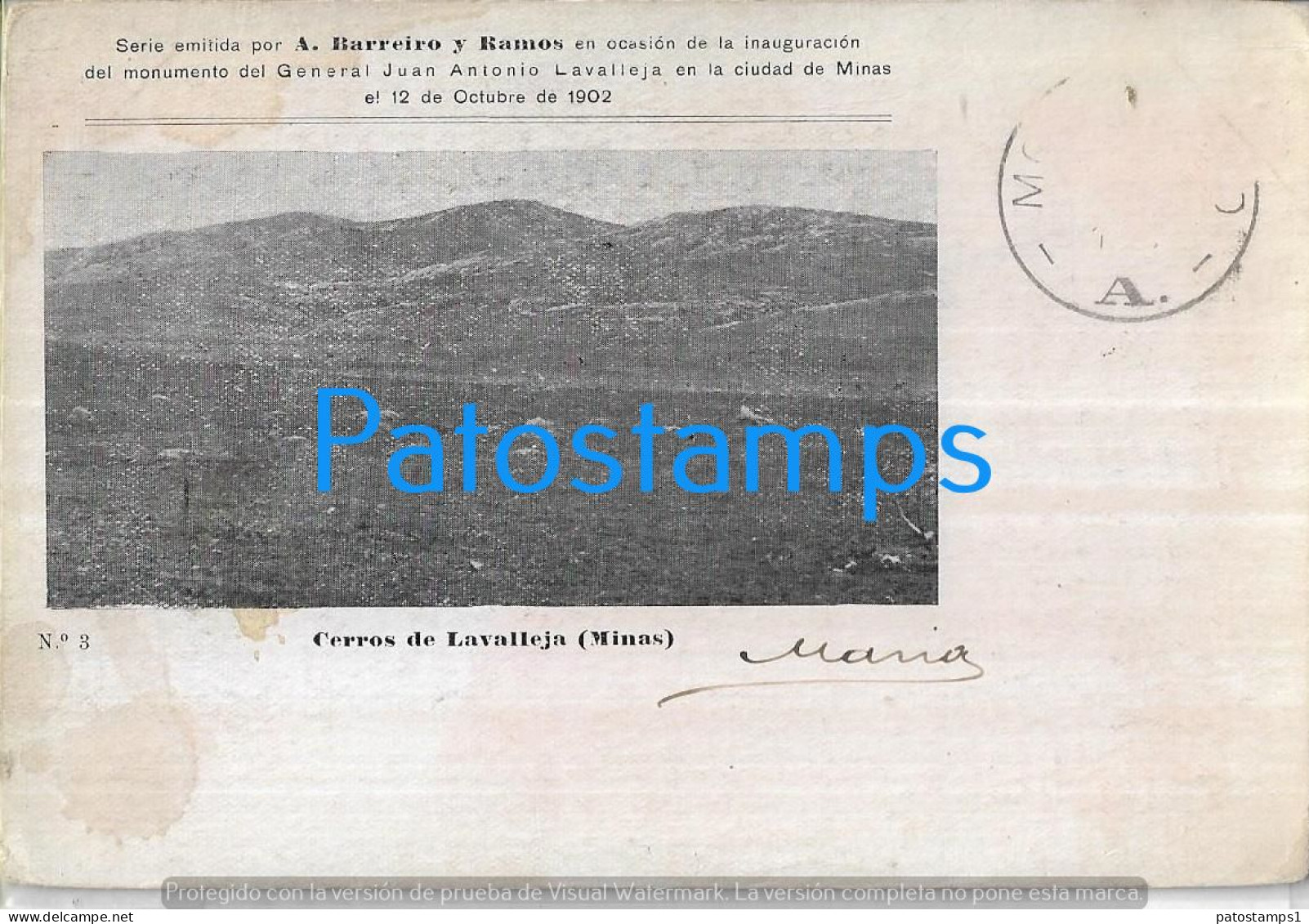 212874 URUGUAY MINAS CERROS DE LAVALLEJA SPOTTED POSTAL POSTCARD - Uruguay