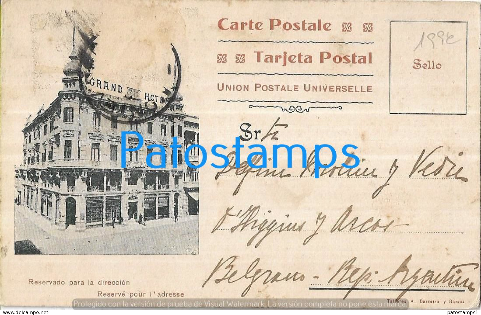 212883 URUGUAY MONTEVIDEO GRAND HOTEL HOSPITAL MANICOMIO MULTI VIEW CIRCULATED TO ARGENTINA POSTAL POSTCARD - Uruguay