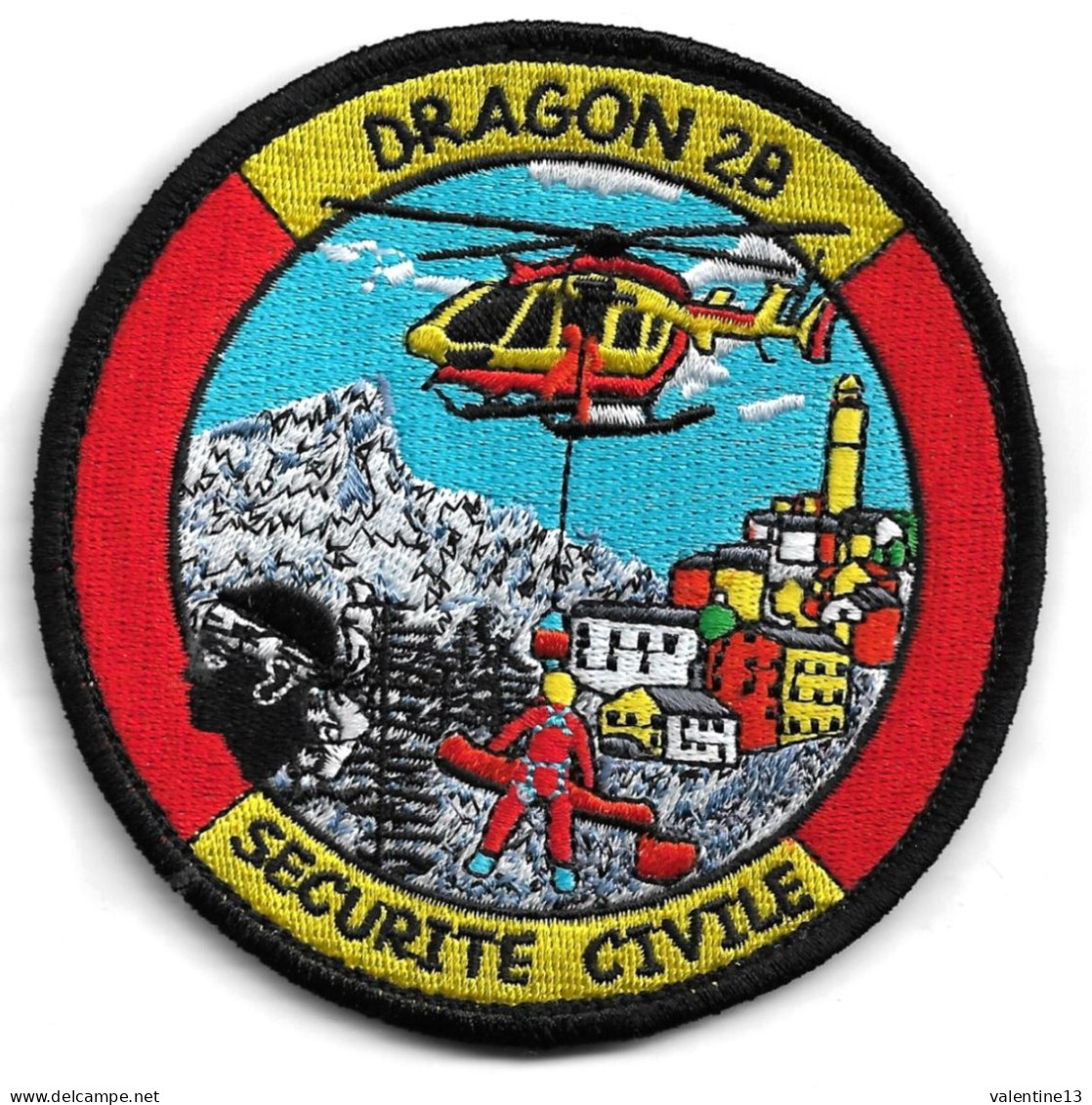 Ecusson SECURITE CIVILE DRAGON 2B EN HELITREUILLAGE - Pompieri