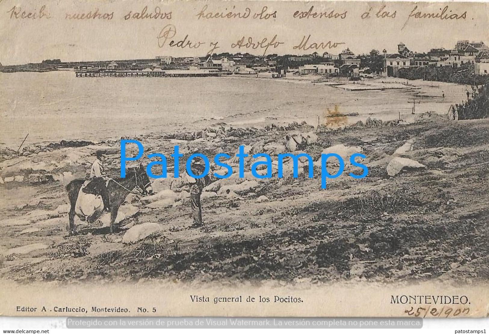 212886 URUGUAY MONTEVIDEO VISTA GENERAL DE LOS POCITOS CIRCULATED TO ARGENTINA POSTAL POSTCARD - Uruguay