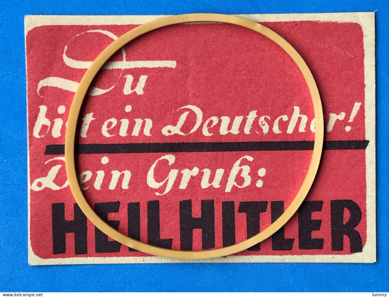 Luxemburg - Deutsches Reich - Etikette - Du Bist Ein Deutscher! Dein Gruß: Heil Hitler - 1942 -7,5 X 5 Cm Militaria Ww2 - 1939-45