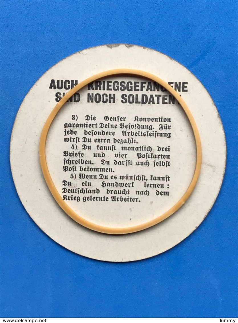 Luxemburg - Deutsches Reich - Flugblatt Bierdeckel - Auch Kriegsgefangene Sind Noch Soldaten!  Ø 7 Cm - Ww2 Militaria - 1939-45