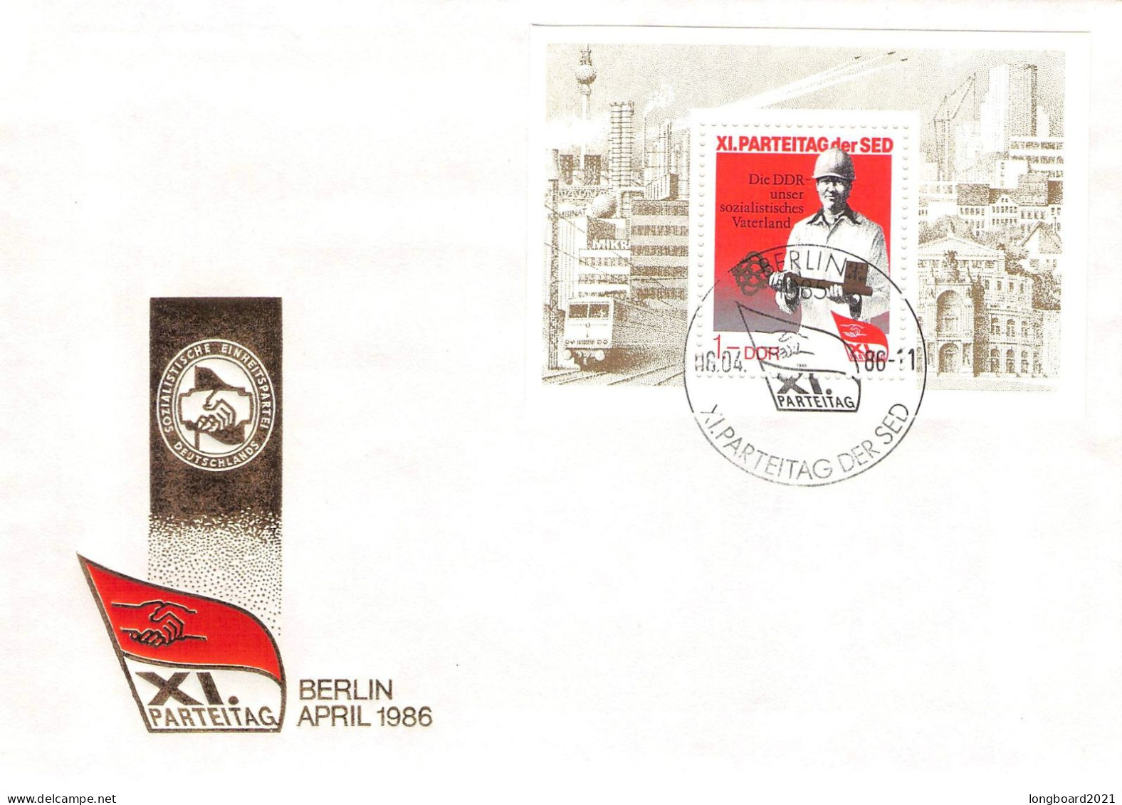 DDR - FDC 8.4.1986 XI PARTEITAG Mi Bl 83 / 2139 - Sonstige & Ohne Zuordnung