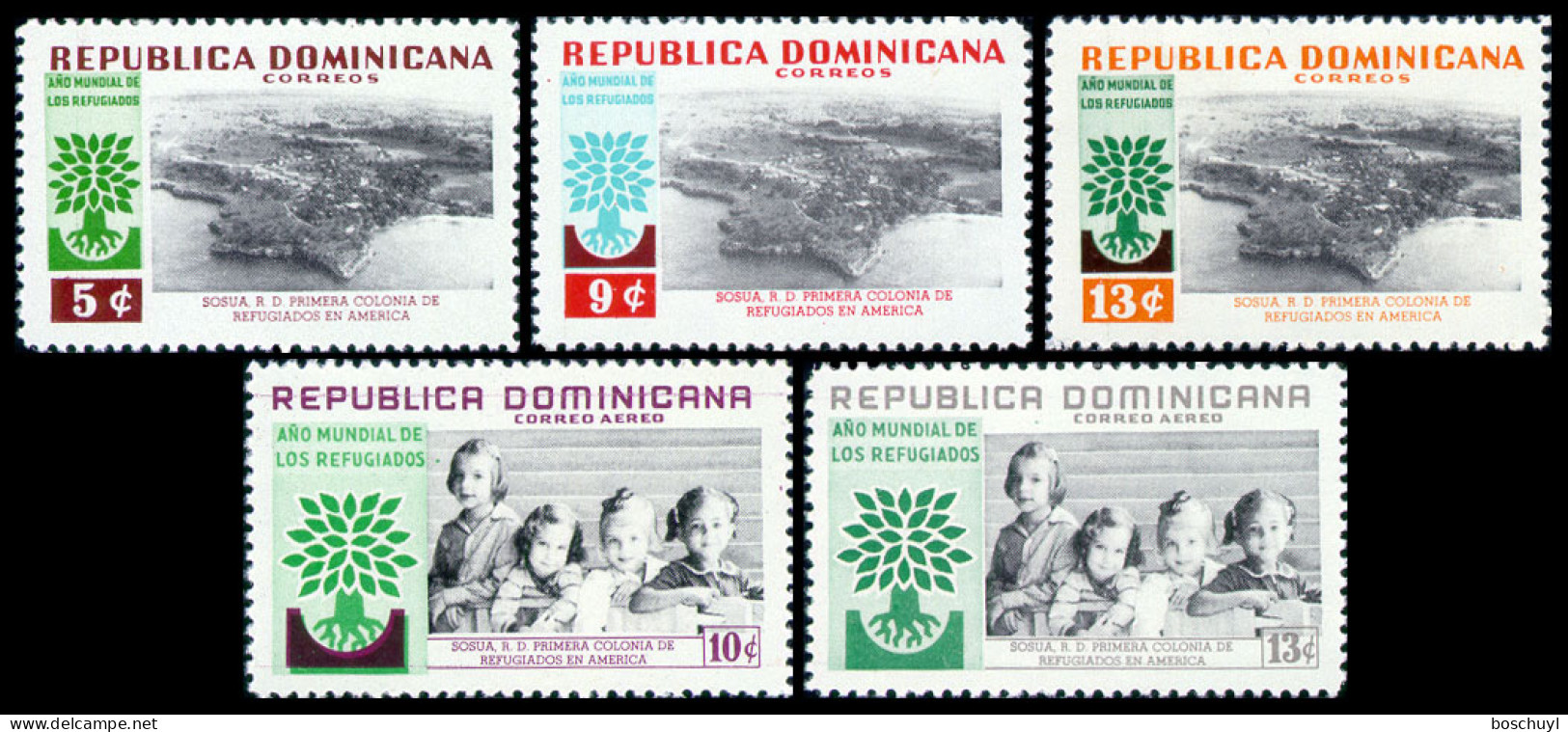 Dominican Republic, 1960, World Refugee Year, WRY, United Nations, MNH, Michel 712-716 - Réfugiés