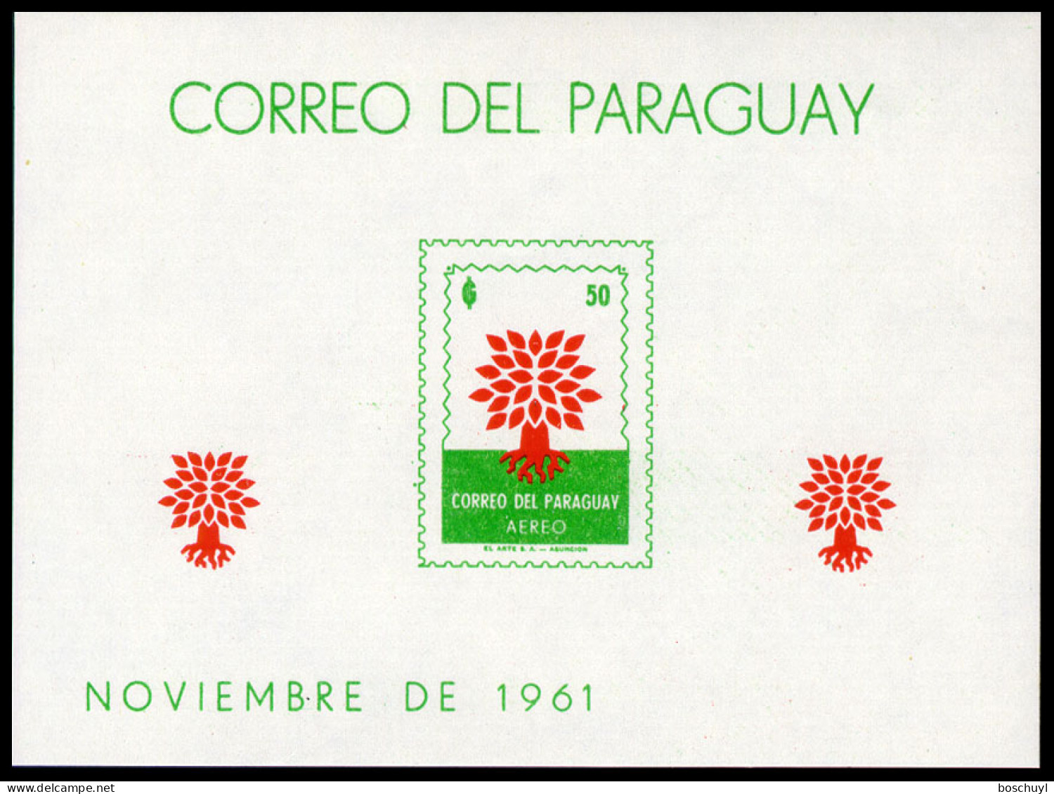 Paraguay, 1961, World Refugee Year, WRY, United Nations, MNH, Michel Block 10 - Rifugiati