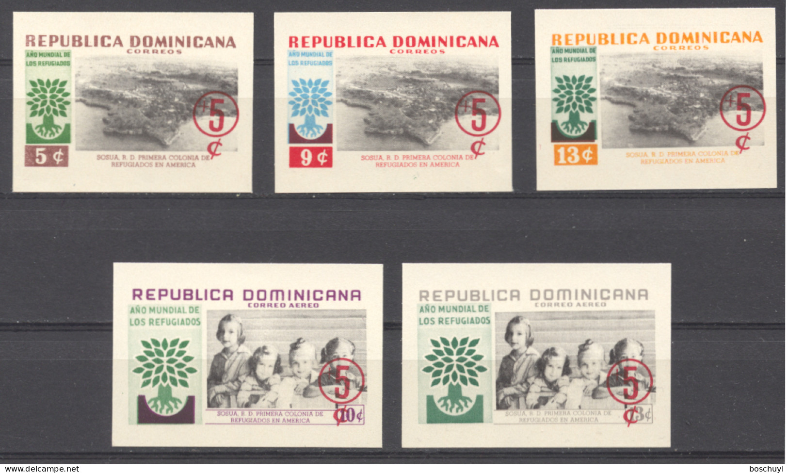 Dominican Republic, 1960, World Refugee Year, WRY, United Nations, Overprinted, Imperforated, MNH, Michel 717-721B - Flüchtlinge