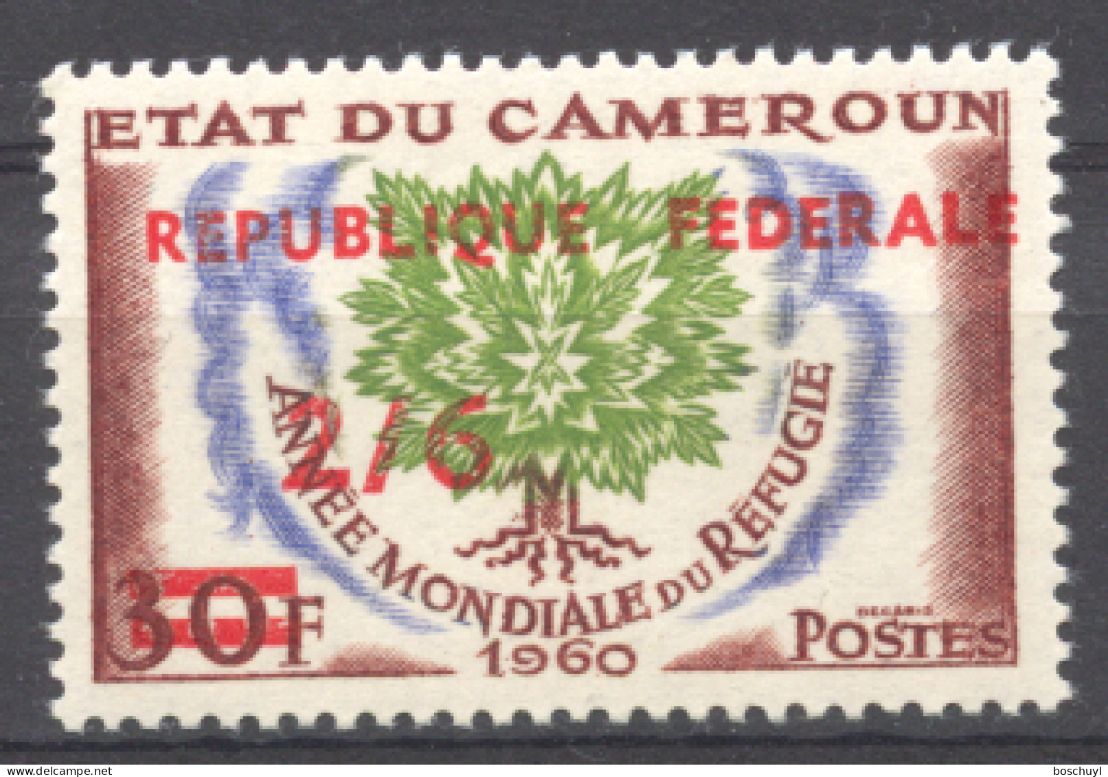 Cameroon, UKTT, 1960, World Refugee Year, WRY, United Nations, Overprinted And Revalued, MNH, Michel 21 Type II - Vluchtelingen