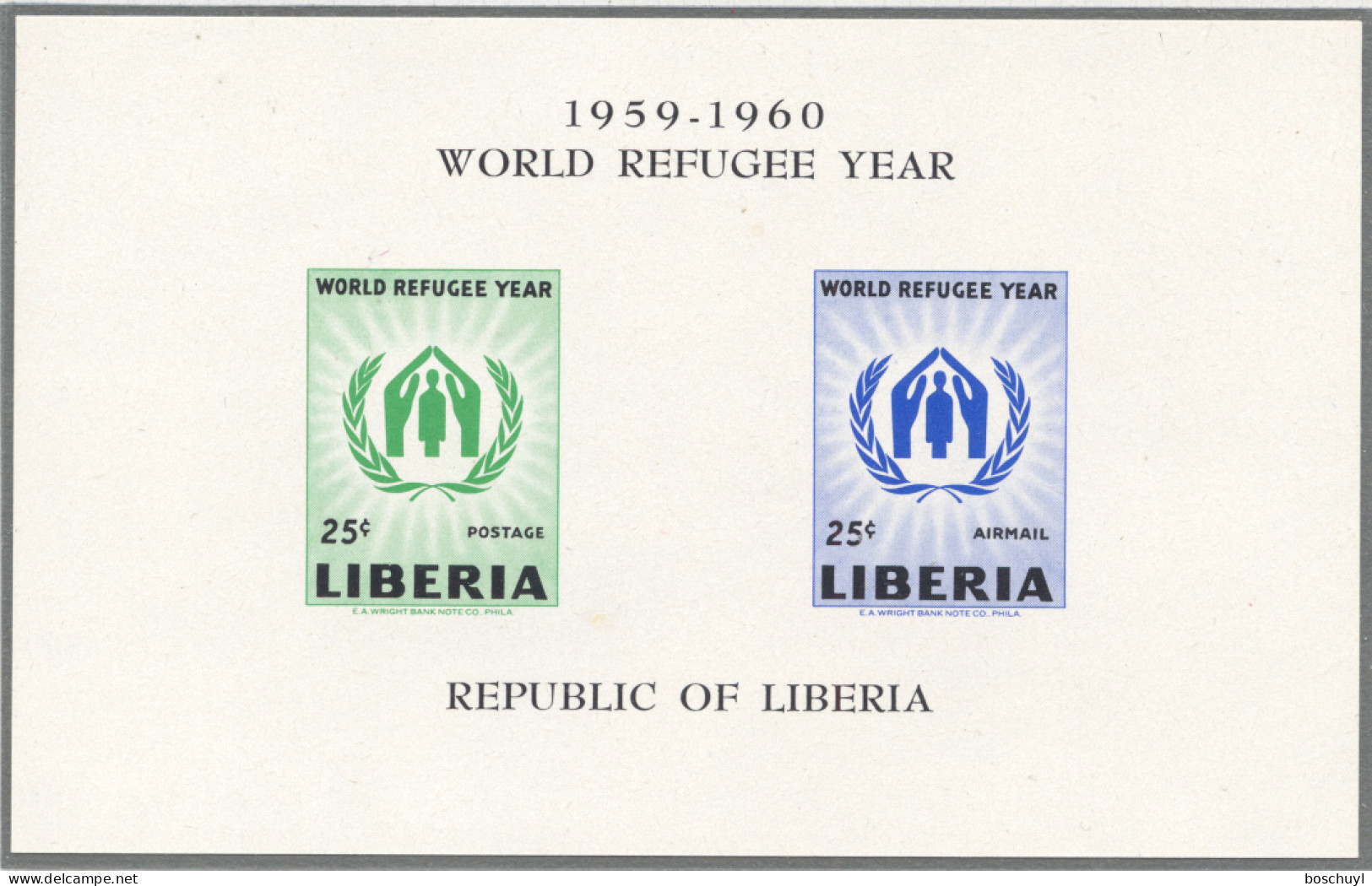 Liberia, 1960, World Refugee Year, WRY, United Nations, Imperforated, MNH, Michel Block 15 - Refugiados