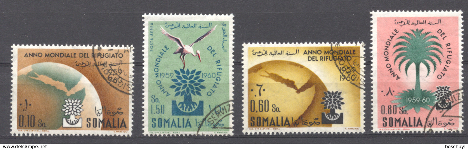 Somaliland, Italian, 1960, World Refugee Year, WRY, United Nations, Used, Michel 372-375 - Rifugiati