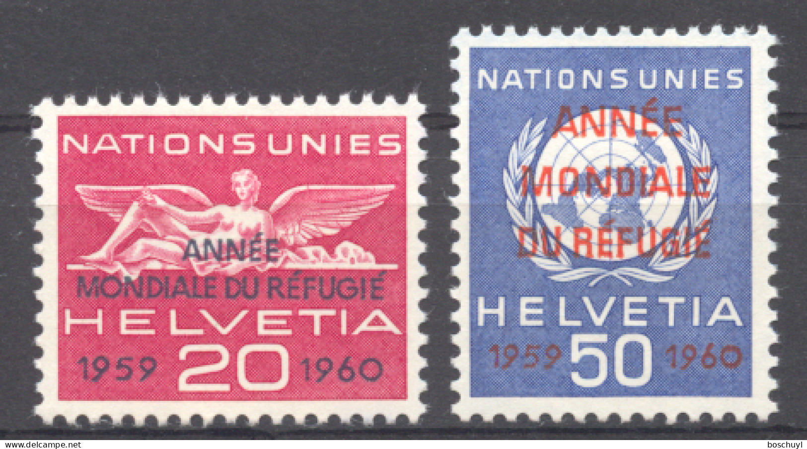 Switzerland, European Office, 1960, World Refugee Year, WRY, United Nations, MNH, Michel 31-32 - Vluchtelingen