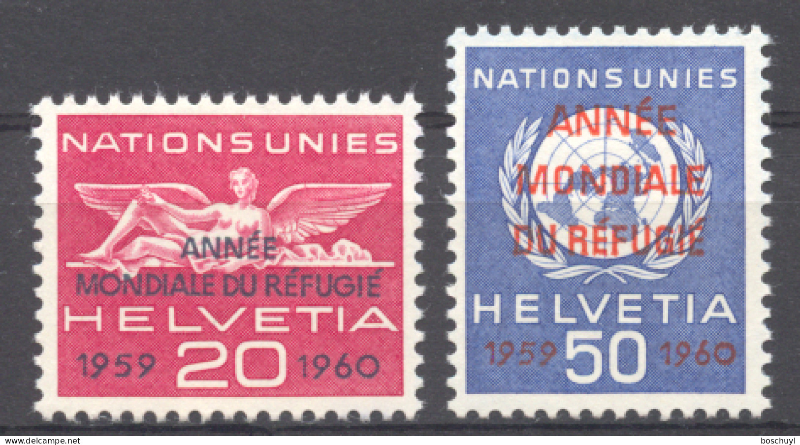 Switzerland, European Office, 1960, World Refugee Year, WRY, United Nations, MNH, Michel 31-32 - Flüchtlinge