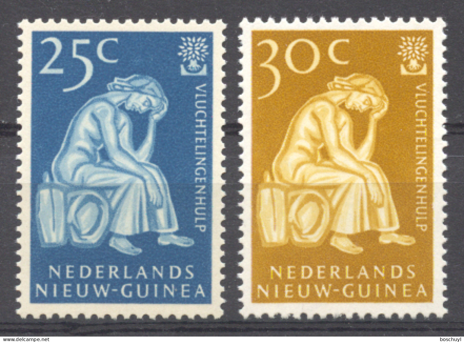 Netherlands New Guinea, 1960, World Refugee Year, WRY, United Nations, MNH, Michel 61-62 - Réfugiés