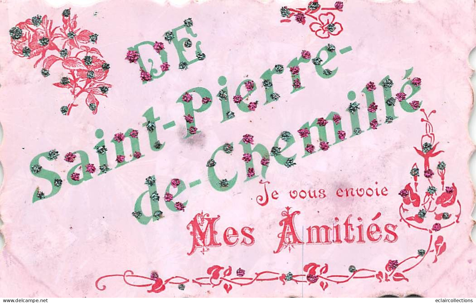 Chemillé   Saint Pierre    49        Mes Amitiées  - Paillettes -- (voir Scan) - Chemille