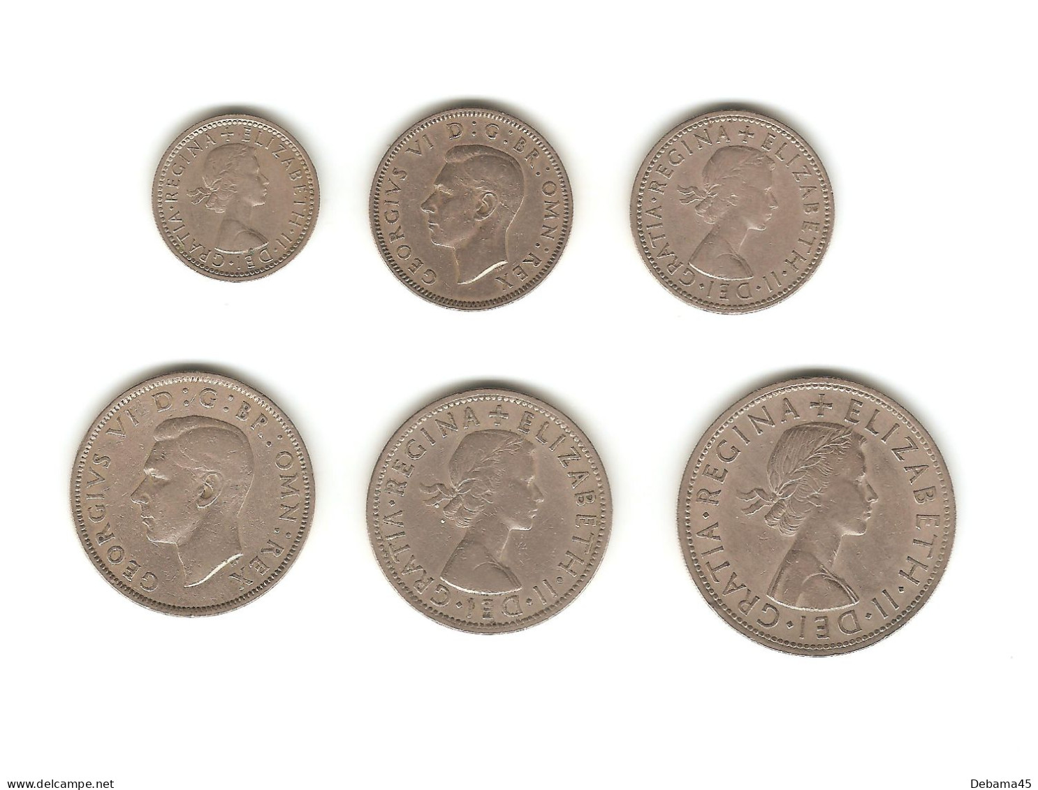 414/ Grande-Bretagne : 6 Pence 1961 - 1 Shilling 1947 Et 1966 - 2 Shillings 1949 Et 1957 - Half Crown 1962 - Andere & Zonder Classificatie