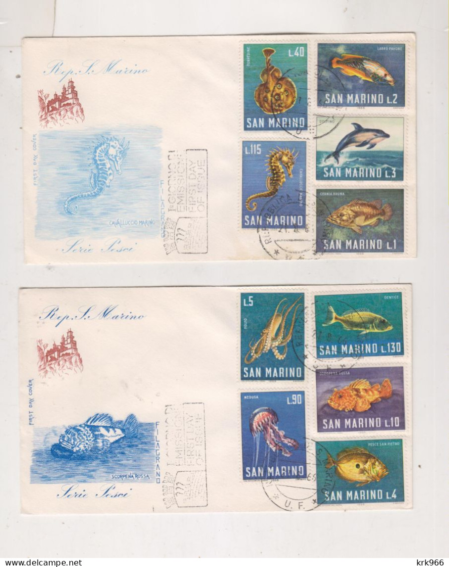 SAN MARINO 1966 Fish Nice FDC Covers - Storia Postale