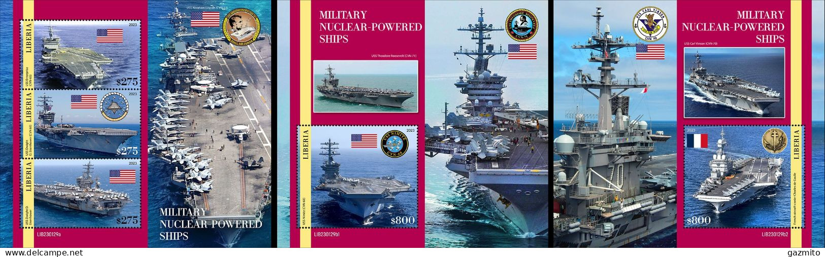 Liberia 2023, Military Nuclear Powered Ships, 3val In BF+2BF - Atomo