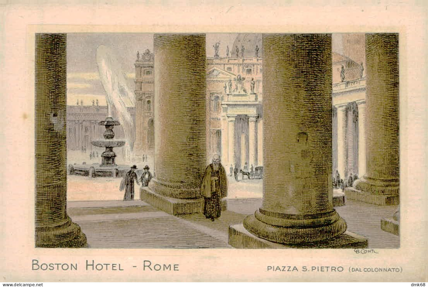 ROMA - BOSTON HOTEL - PIAZZA SAN PIETRO - DISEGNO CONTI - EDIZ. SALOMONE - 1910s ( 18034 ) - Bar, Alberghi & Ristoranti