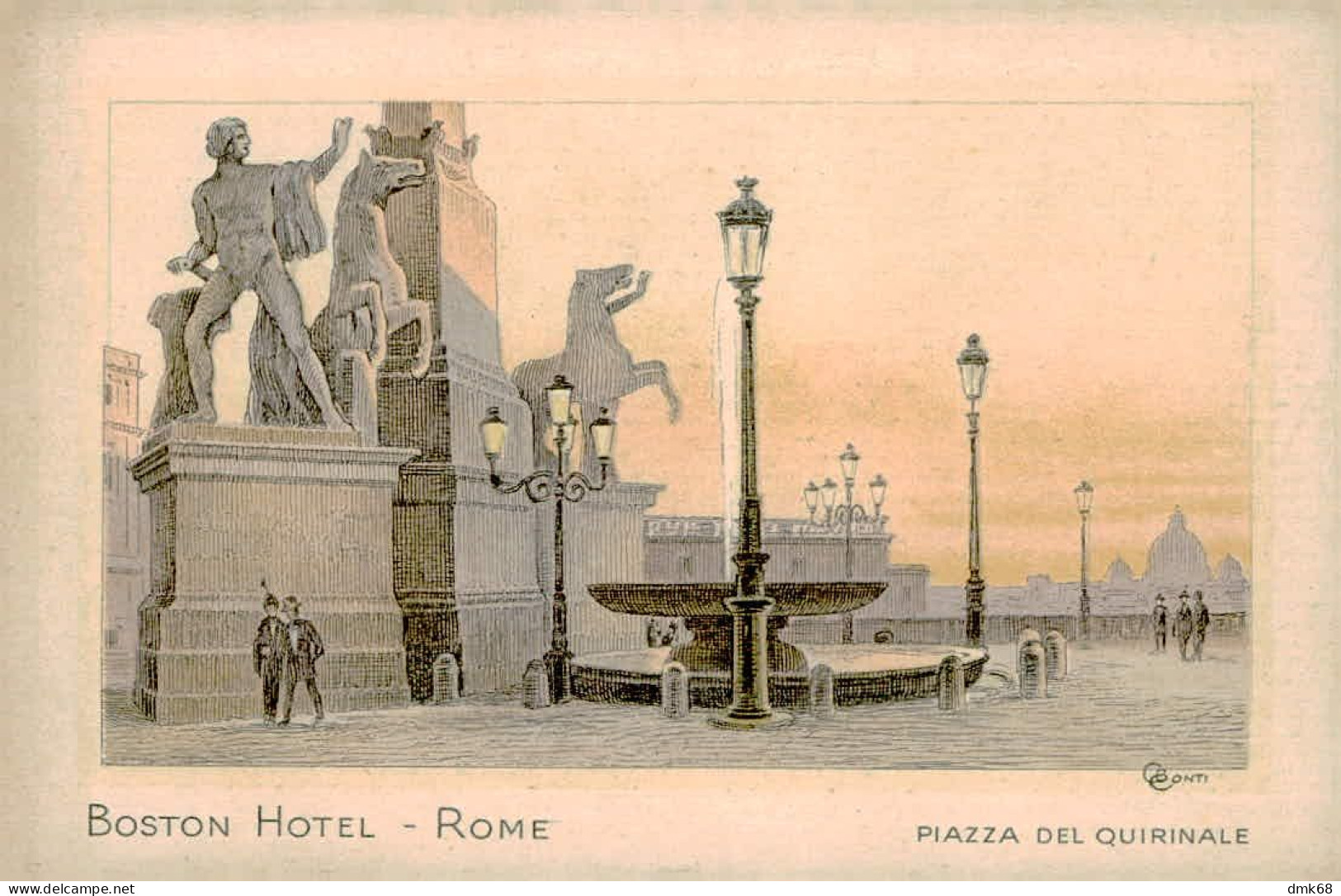 ROMA - BOSTON HOTEL - PIAZZA DEL QUIRINALE - DISEGNO CONTI - EDIZ. SALOMONE - 1910s ( 18035 ) - Bar, Alberghi & Ristoranti