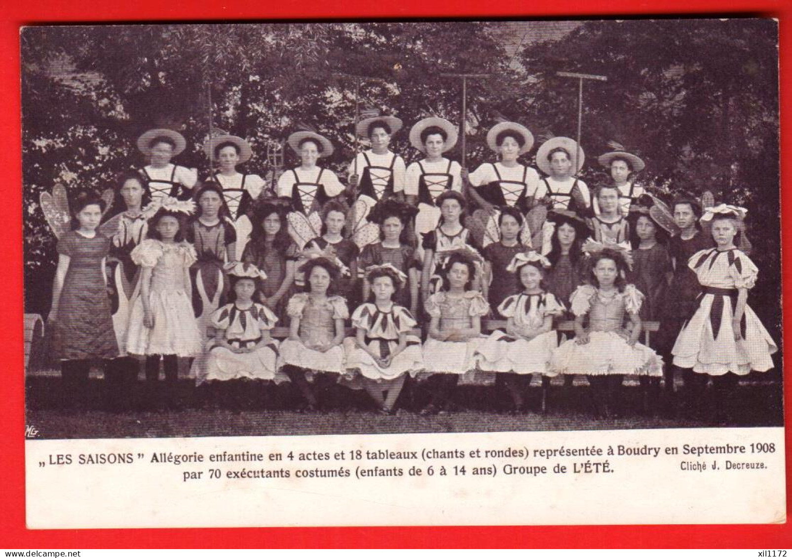 ZWR-33  Théâtre Les Saisons Allégorie Enfantine à Boudry Sept. 1908,Groupe De L'Eté. NC - Boudry