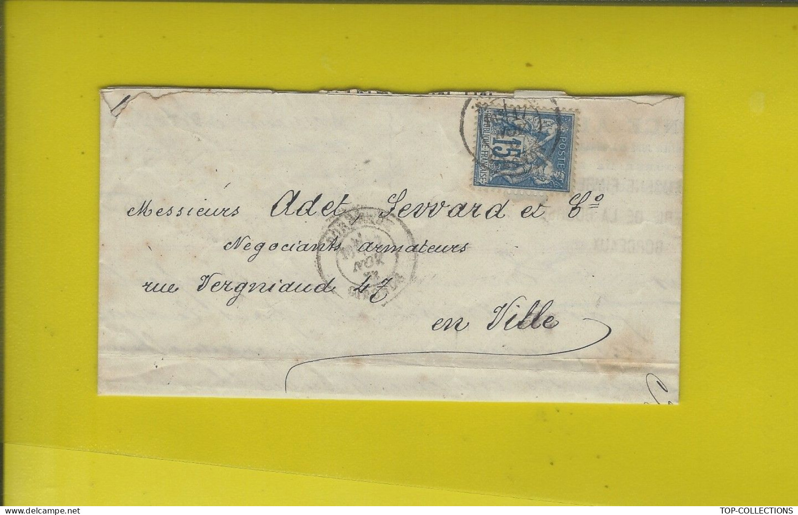 1882 NAVIGATION AVARIE NAVIRE « Précurseur » De Nouméa à Bordeaux Courtier Bordeaux Pour Armateurs Adet Seward - 1800 – 1899