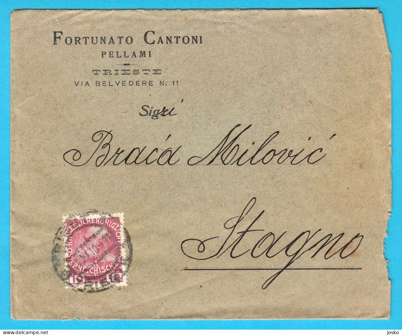 FORTUNATO CANTONI PELLAMI - TRIESTE ... Italy Old Letter 1900s ( K.u.K. Austria-Hungary) * Italia - Altri & Non Classificati