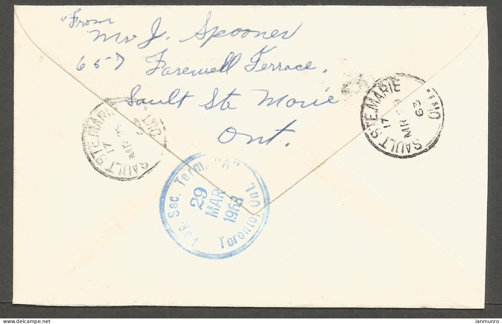 1963 Registered Cover 25c Chemical CDS Sault Ste Marie Ontario To Toronto - Postal History