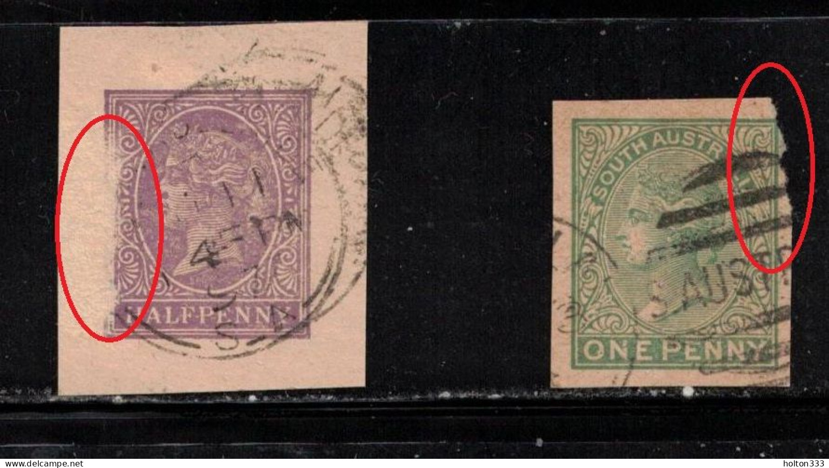 SOUTH AUSTRALIA Scott # ??? Used - Queen Victoria 2 Cut Square - Faults - Usados