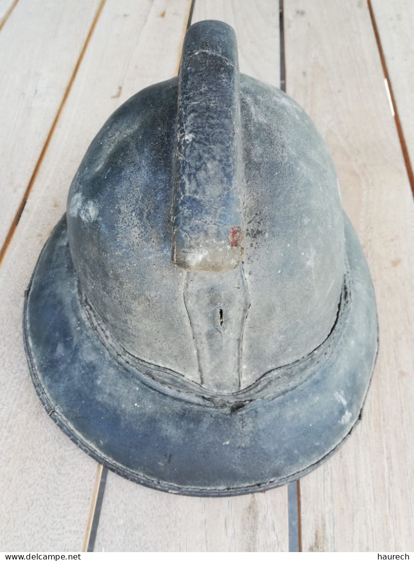 Beau Casque De Pompier En Cuir 19e S - Pompieri