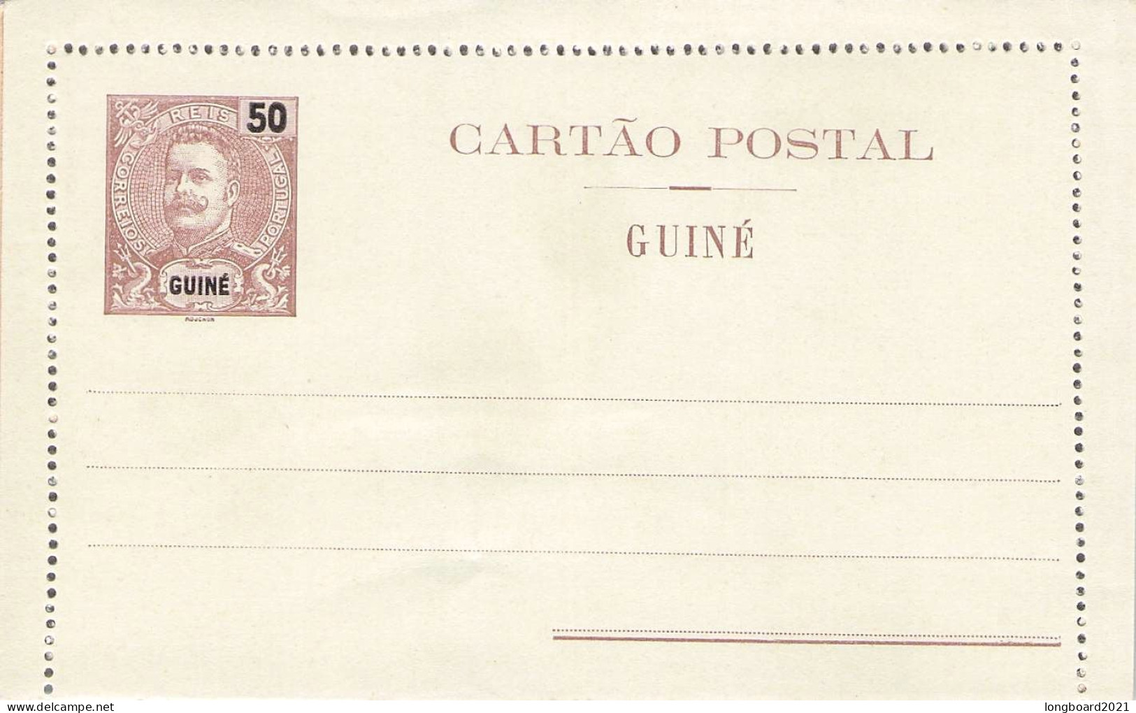 PORT. GUINEA - CARTAO POSTAL 50 REIS Unc / 2149 - Guinée Portugaise