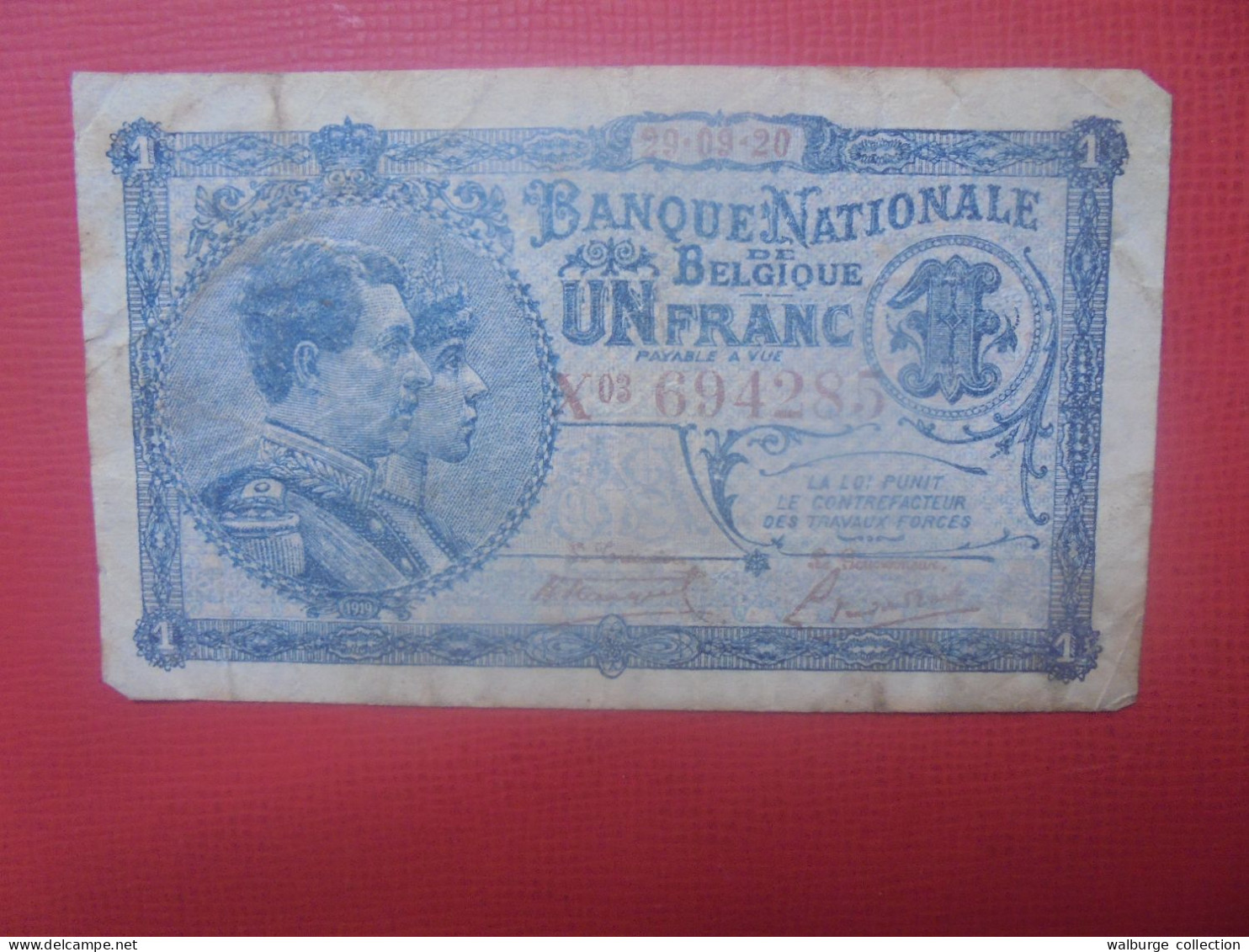 BELGIQUE 1 Franc 1920 Circuler (B.18) - 1 Franco