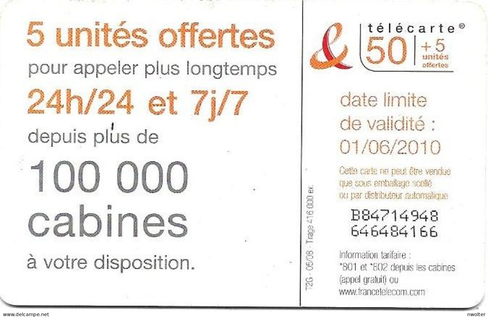 @+ Télécarte Carte Noire -  50+5 U - GEM1 - 05/08 - B85714948 - Ref : F1364 - 2008