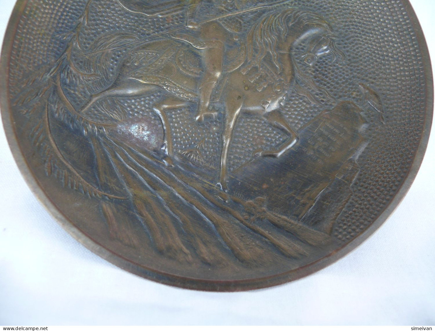 Vintage Souvenir Bronze Plate Han Asparuh #1480 - Cuivres