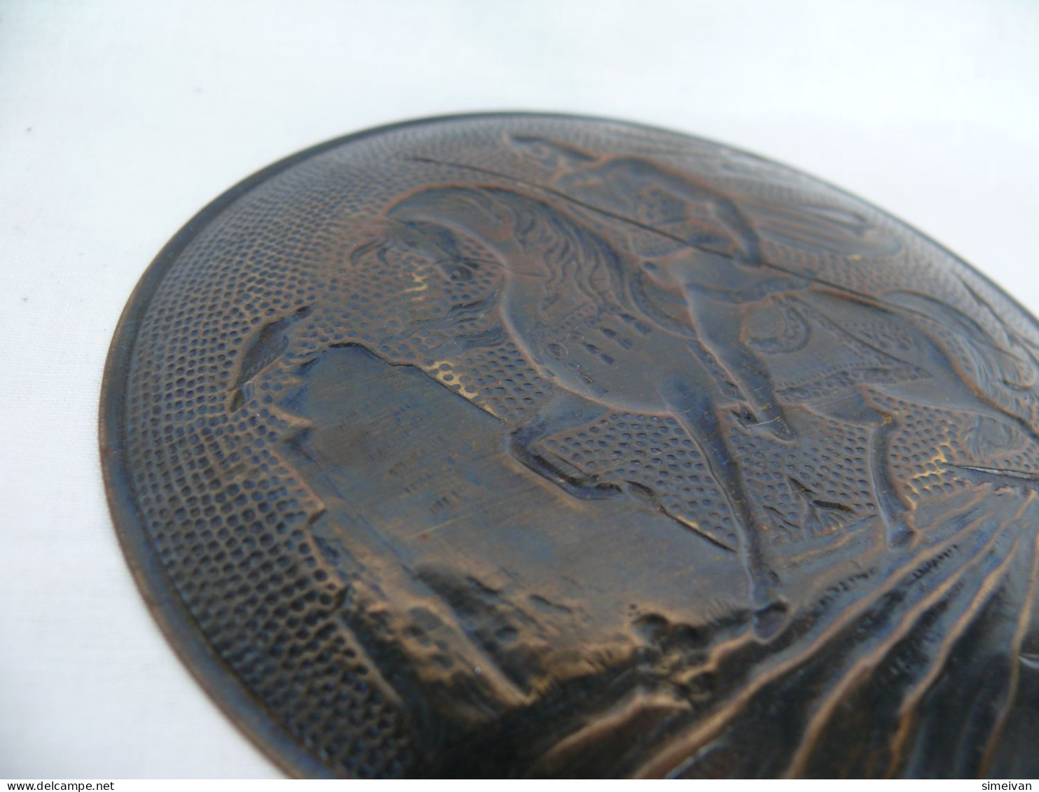 Vintage Souvenir Bronze Plate Han Asparuh #1480