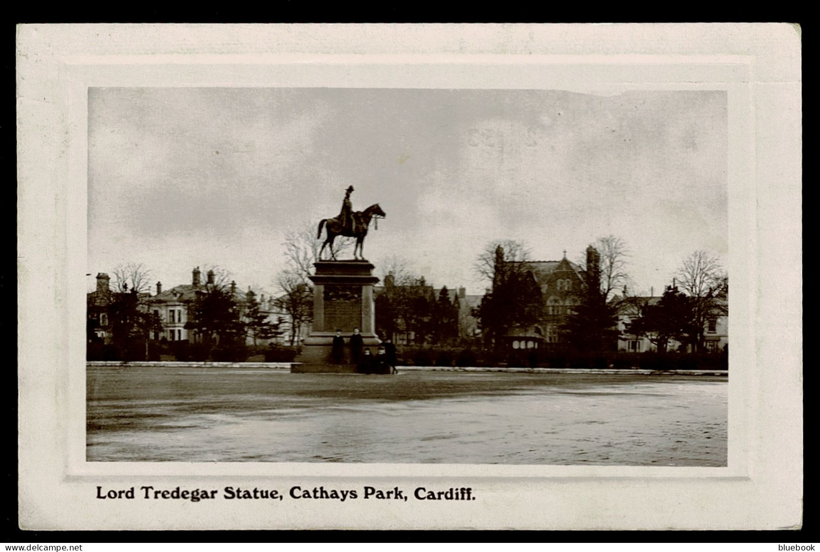 Ref 1632 - 1912 Real Photo Postcard - Lord Tredegar Statue - Cathays Park Cardiff - Wales - Glamorgan