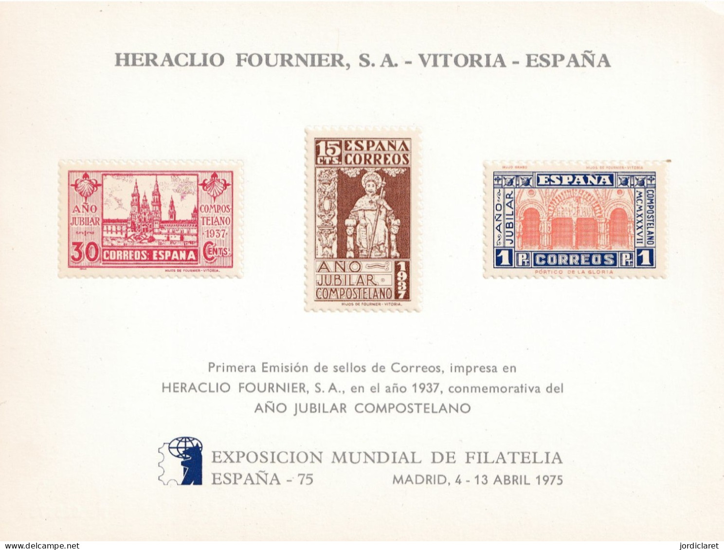 HOJA COMMEMORATIVA   AÑO JUBILAR  COMPOSTELANO 1937 - Feuillets Souvenir