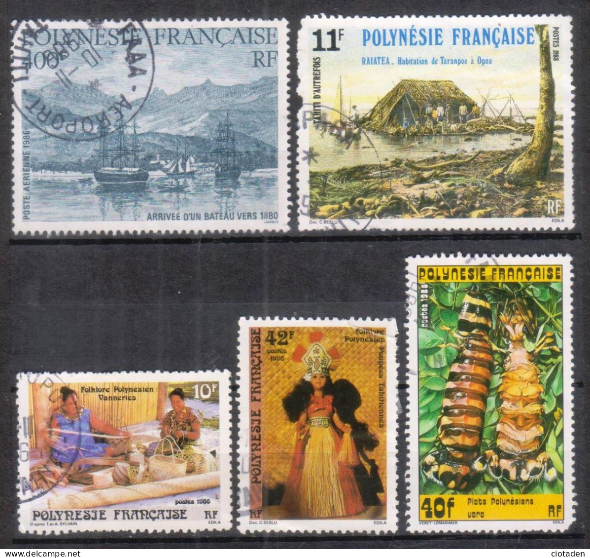 1986 POLYNESIE FRANCAISE - Lot De 5  Timbres - Oblitérés