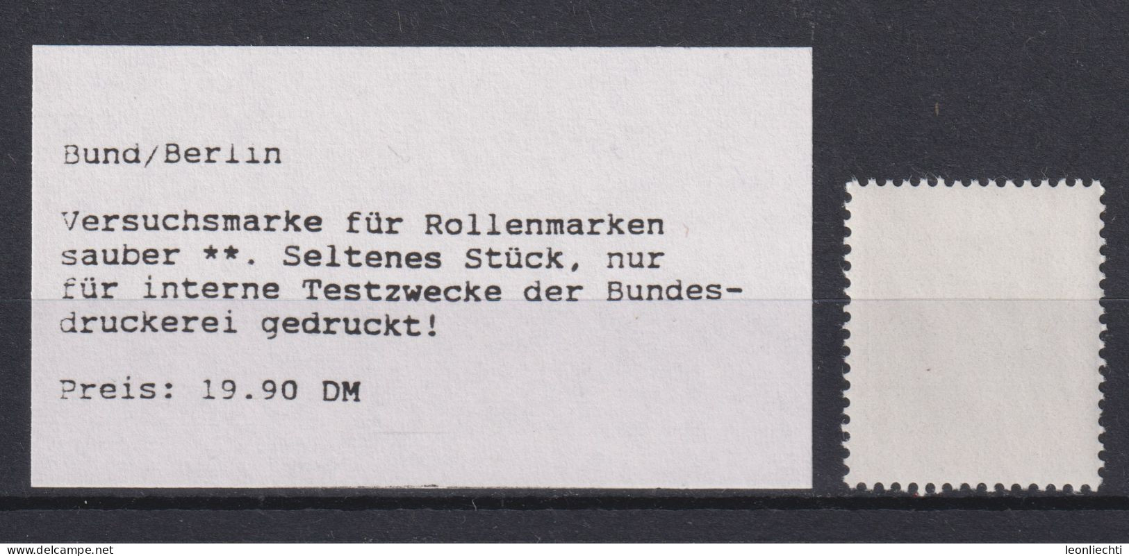 Bund / Berlin, Versuchsmarke Für Rollenmarken Sauber ** Seltenes Stück - Roulettes