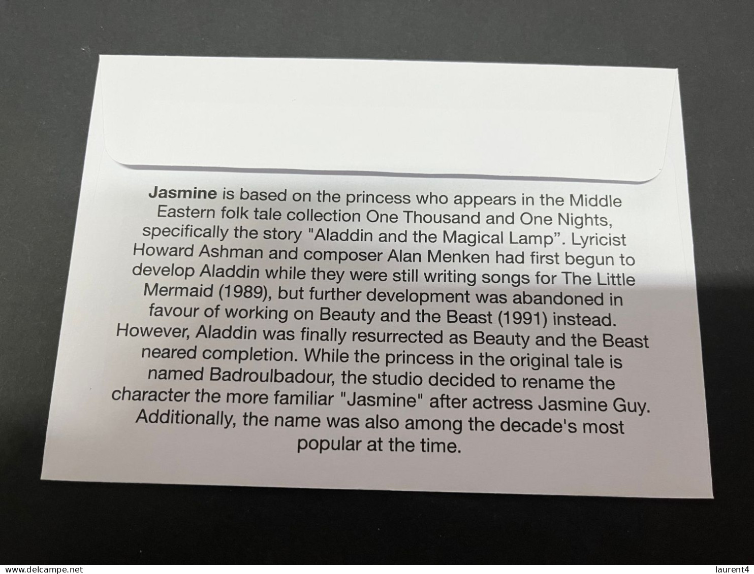 2-9-2023 (4 T 2) Australia - 2023 - Jasmine From Aladdin & Magical Lamp  (for Centenary Of Disney) OZ Stamp - Briefe U. Dokumente