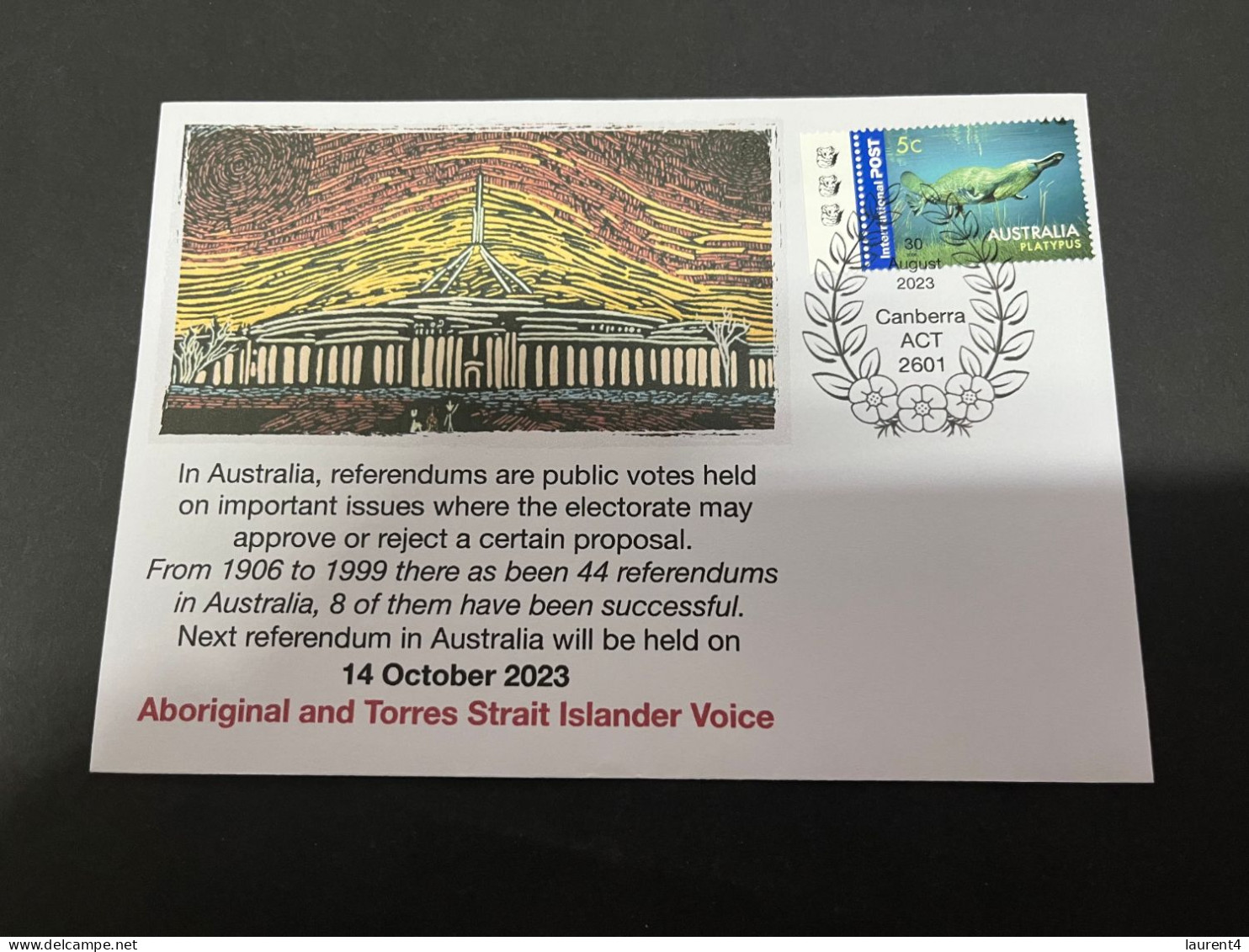 2-9-2023 (4 T 2) Australia Referendum To Be Held 14-102-2023 - Aborignal & Torres Strait Islander Voice - Storia Postale