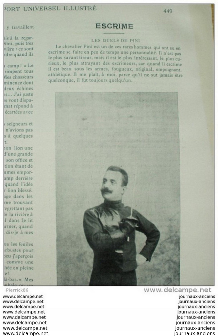 1899 EXPOSITION CANINE D'AMIENS - SALON DE L'AUTO - CONCOURS DE PECHE - ESCRIME LES DUELS DE PINI