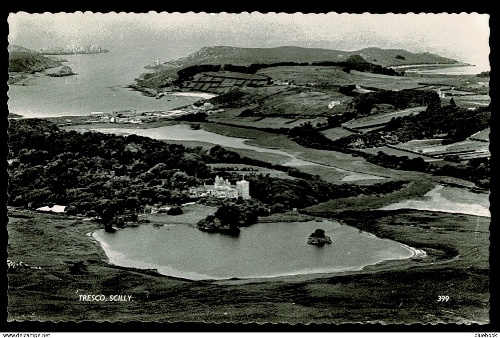 Ref 1632 - 1961 Aerial RP Postcard - Tresco With "St Mary's Isles Of Scilly" Krag Postmark - Scilly Isles