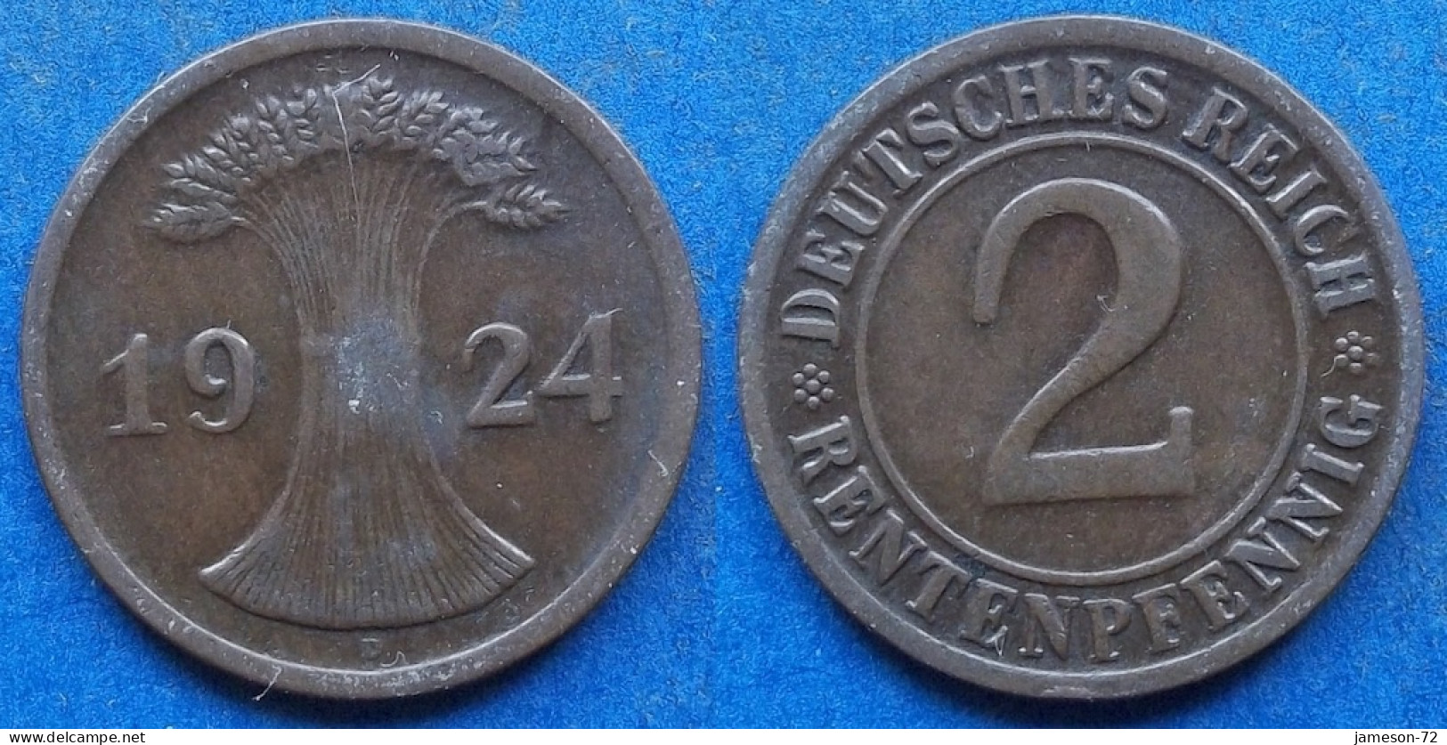 GERMANY - 2 Rentenpfennig 1924 D KM# 31 Weimar Republic Rentenmark Coinage (1923-1929) - Edelweiss Coins - 2 Renten- & 2 Reichspfennig
