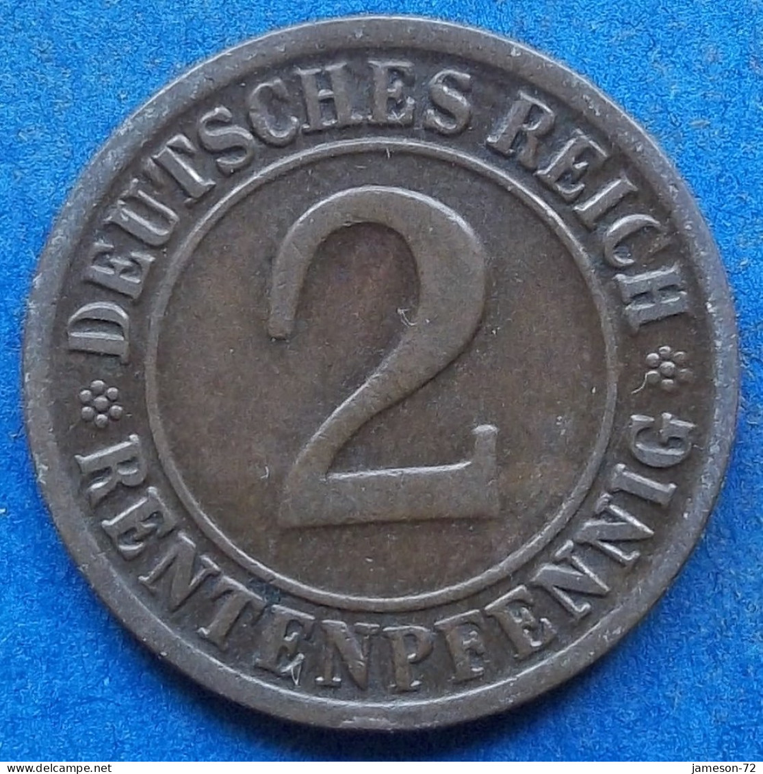 GERMANY - 2 Rentenpfennig 1924 D KM# 31 Weimar Republic Rentenmark Coinage (1923-1929) - Edelweiss Coins - 2 Rentenpfennig & 2 Reichspfennig